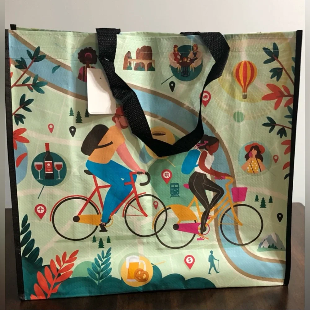 HomeGood Tote Reusable bag recreational restaurant biking park graphic